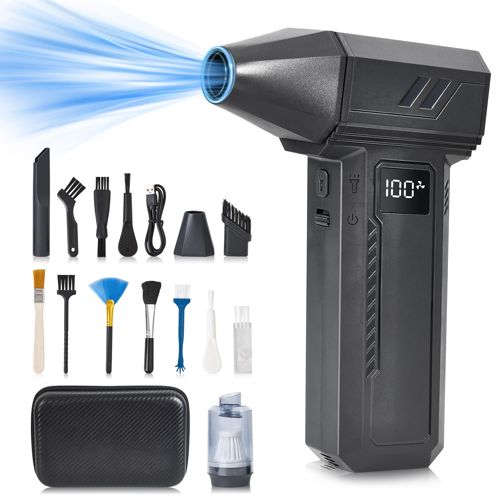 Amazon | KIVVO 電動エアダスター 150000RPM LEDライト付き Type-C充電